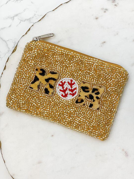 Baseball Mom Beaded Zip Pouch