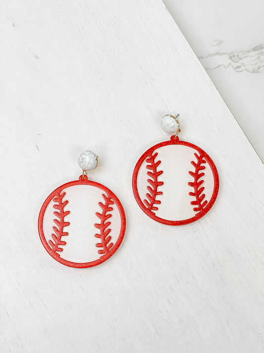 Confetti Post Acrylic Baseball Earrings