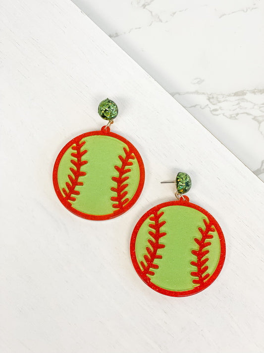 Confetti Post Acrylic Softball Earrings