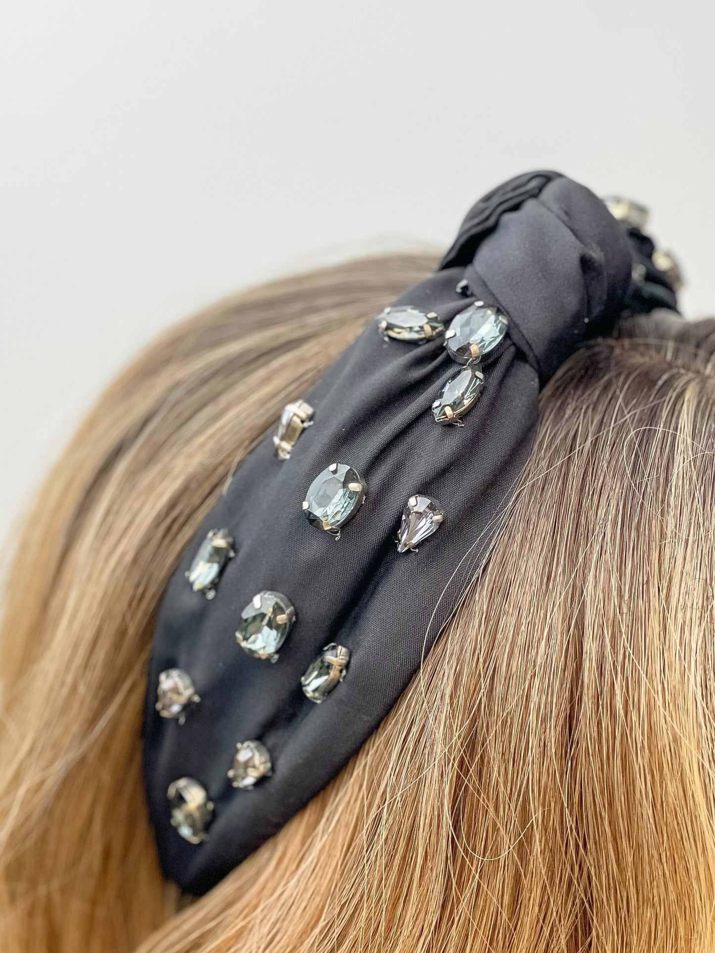 Top Knot Jewel Headband - Jet Black