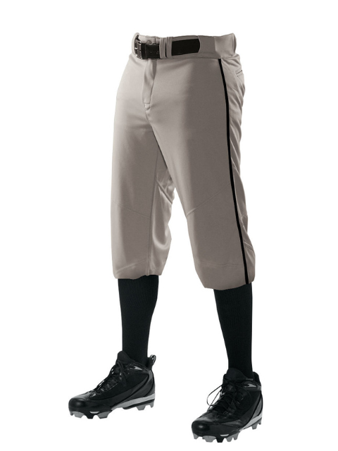 Alleson Youth Knicker-Style Baseball Pants - Gray w/ Navy Stripe