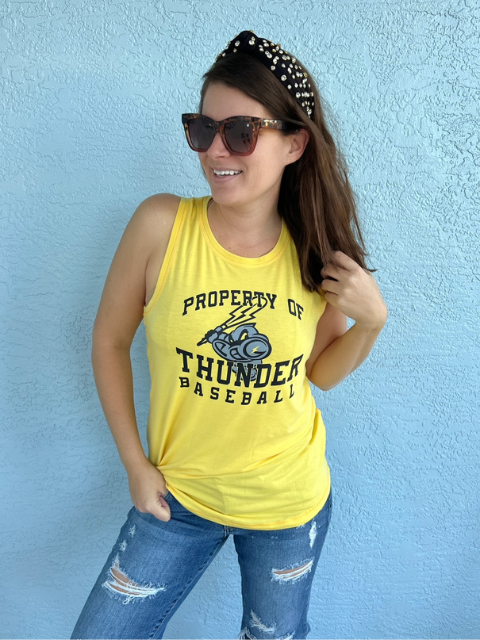 "Property of Thunder" Logo Women's Yellow Tank (Ships in 5-7 days)